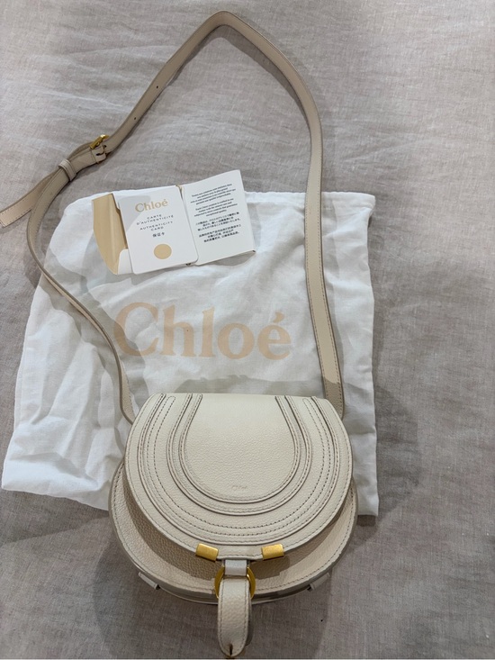 Chloe Handbags - Small Chloé Marcie Leather Saddle Bag in Cream